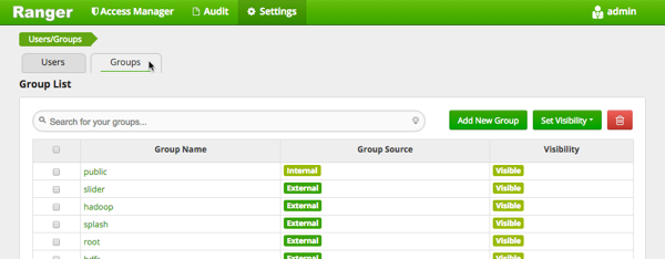 Users/Groups List with Groups tab active