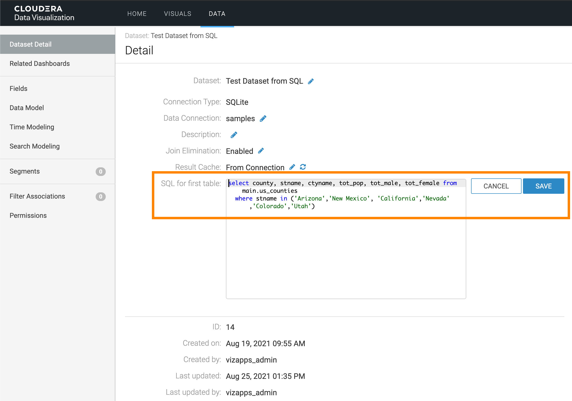 Restricting Rows in Dataset based on SQL Query