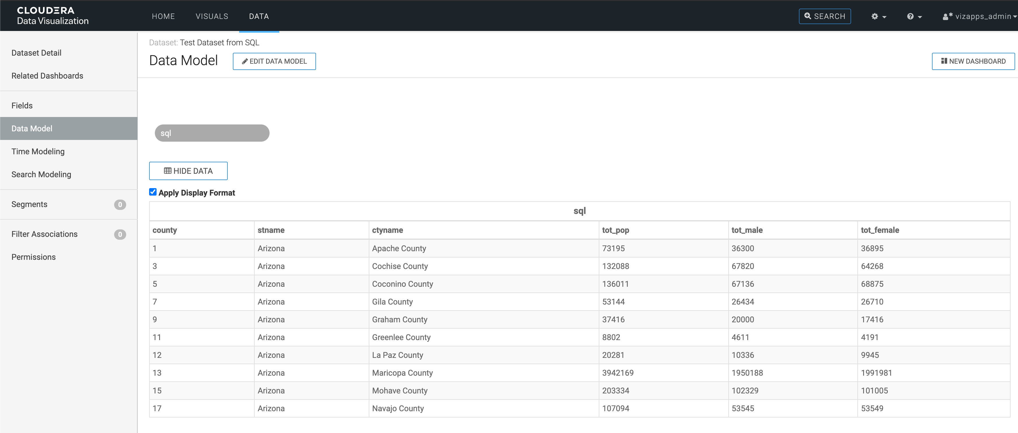Dataset based on SQL Query, with Restricted Rows