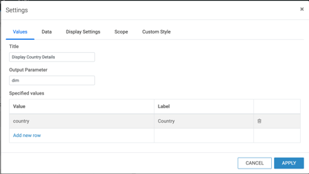 Configuring Values Settings for the Optional Dimension
