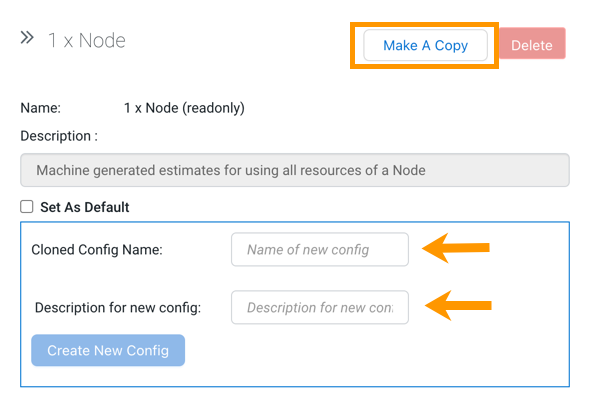 Image showing the option to make a copy of an existing pod configuration.