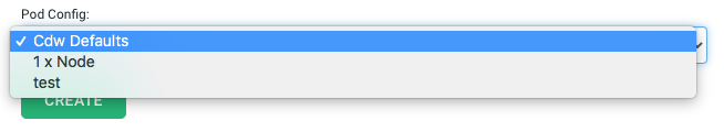 Image showing the newly added pod configuration added to the Pod Config drop-down menu on the Add new Virtual Warehouse page.